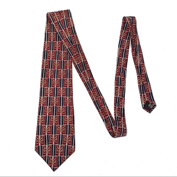 3/$10 Oscar de la Renta Tie 58” 100% Silk Gold Rings - Picture 3 of 9